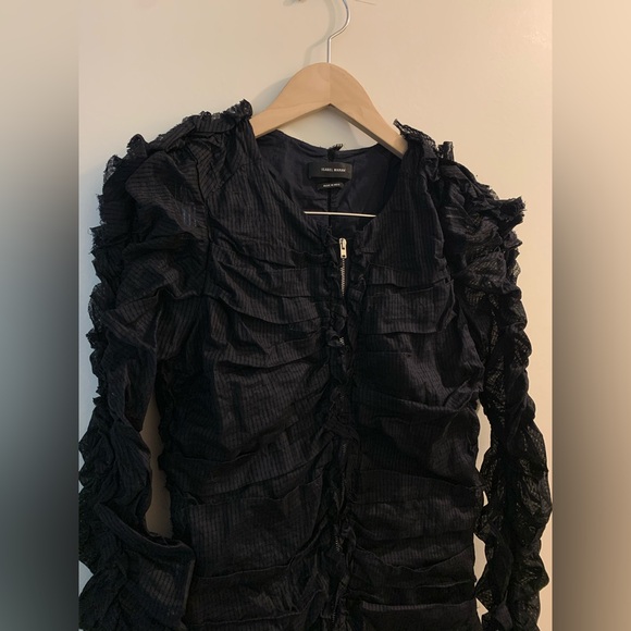 Isabel Marant Ruched Zip Blouse in Black Cotton - Picture 3 of 10